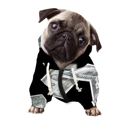 Flying USD Print Dog Zip Up Hoodie