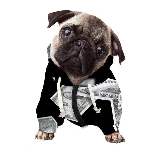 Flying USD Print Dog Zip Up Hoodie