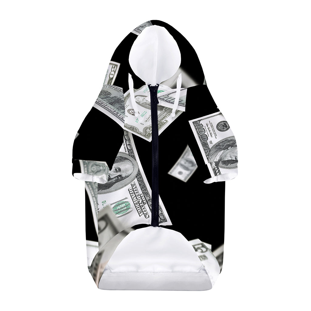 Flying USD Print Dog Zip Up Hoodie
