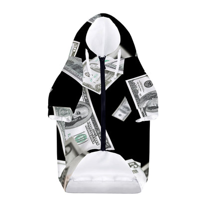 Flying USD Print Dog Zip Up Hoodie