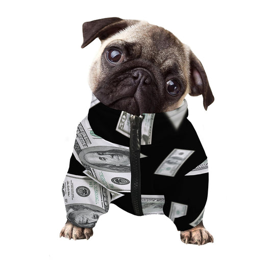 Flying USD Print Dog Zip Up Jacket