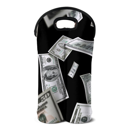 Flying USD Print Double Neoprene Wine Tote