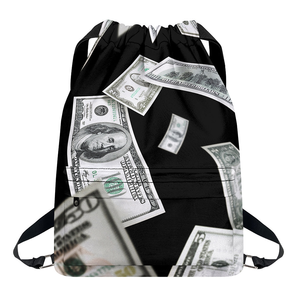 Flying USD Print Drawstring Backpack