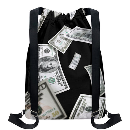 Flying USD Print Drawstring Backpack