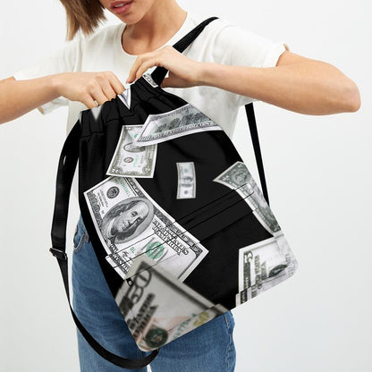 Flying USD Print Drawstring Backpack