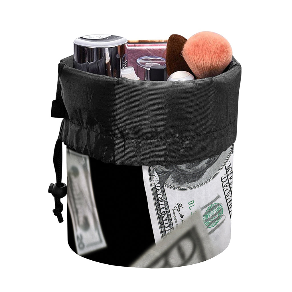 Flying USD Print Drawstring Makeup Bag