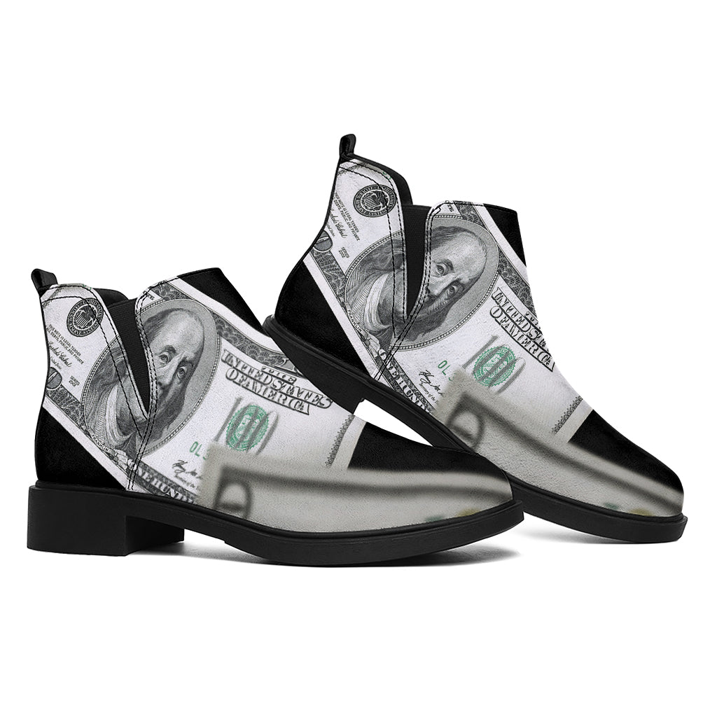 Flying USD Print Flat Ankle Boots