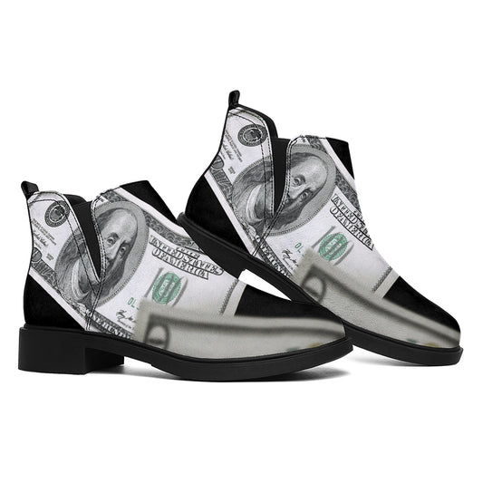 Flying USD Print Flat Ankle Boots