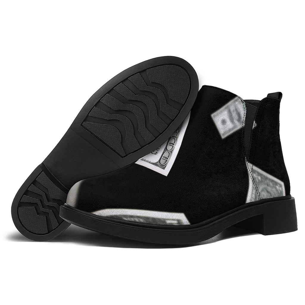 Flying USD Print Flat Ankle Boots