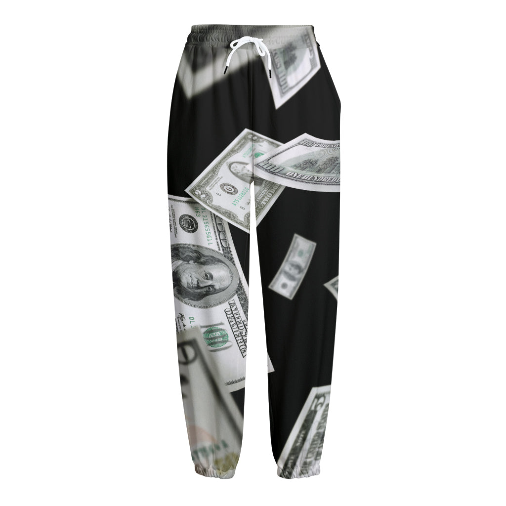 Flying USD Print Fleece Lined Knit Pants