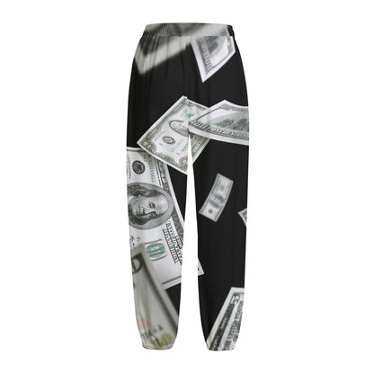 Flying USD Print Fleece Lined Knit Pants