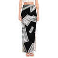 Flying USD Print High Slit Maxi Skirt