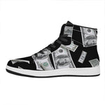 Flying USD Print High Top Leather Sneakers