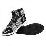Flying USD Print High Top Leather Sneakers