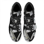 Flying USD Print High Top Leather Sneakers