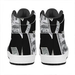 Flying USD Print High Top Leather Sneakers