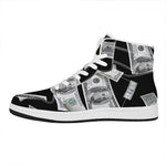 Flying USD Print High Top Leather Sneakers