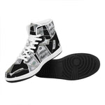 Flying USD Print High Top Leather Sneakers