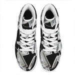 Flying USD Print High Top Leather Sneakers
