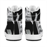 Flying USD Print High Top Leather Sneakers