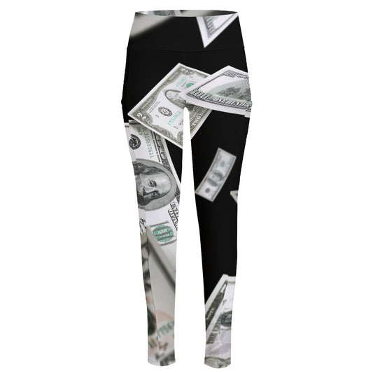Flying USD Print High-Waisted Pocket Leggings
