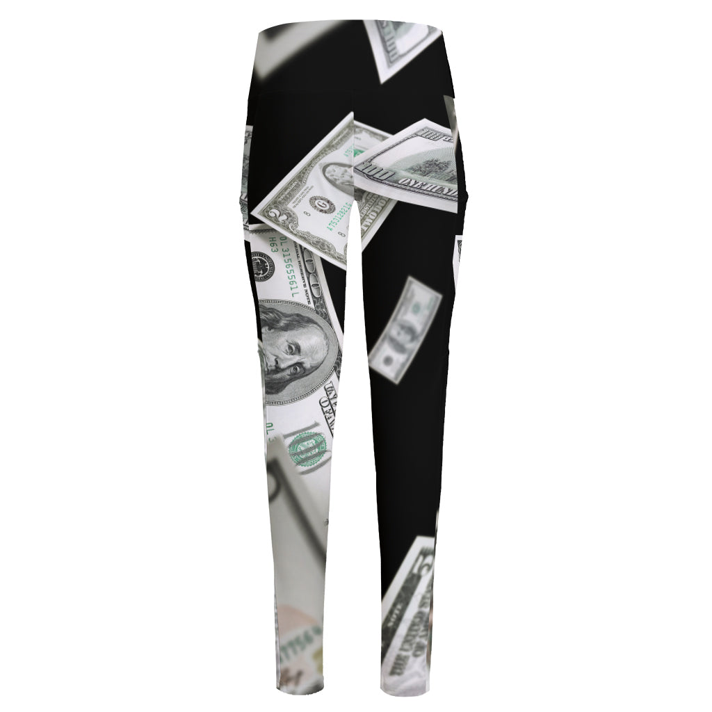 Flying USD Print High-Waisted Pocket Leggings