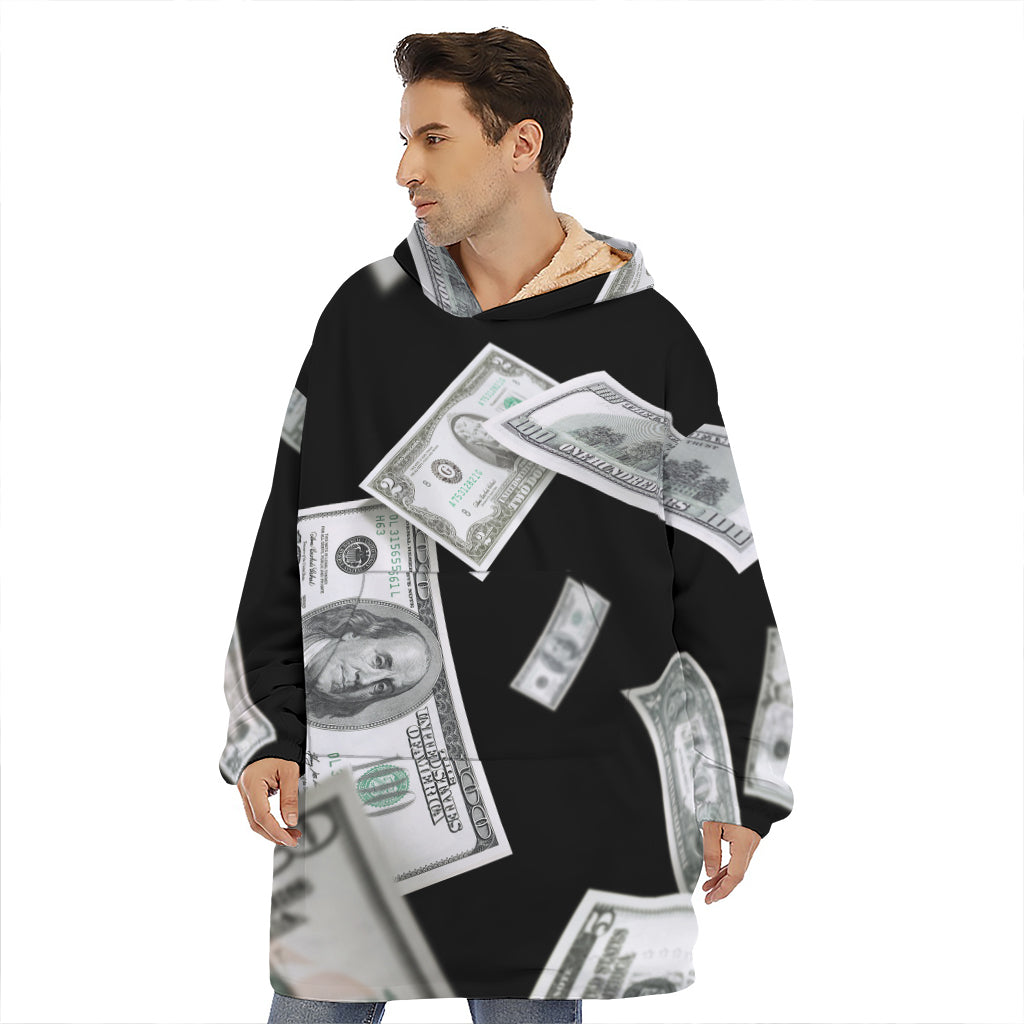 Flying USD Print Hoodie Blanket