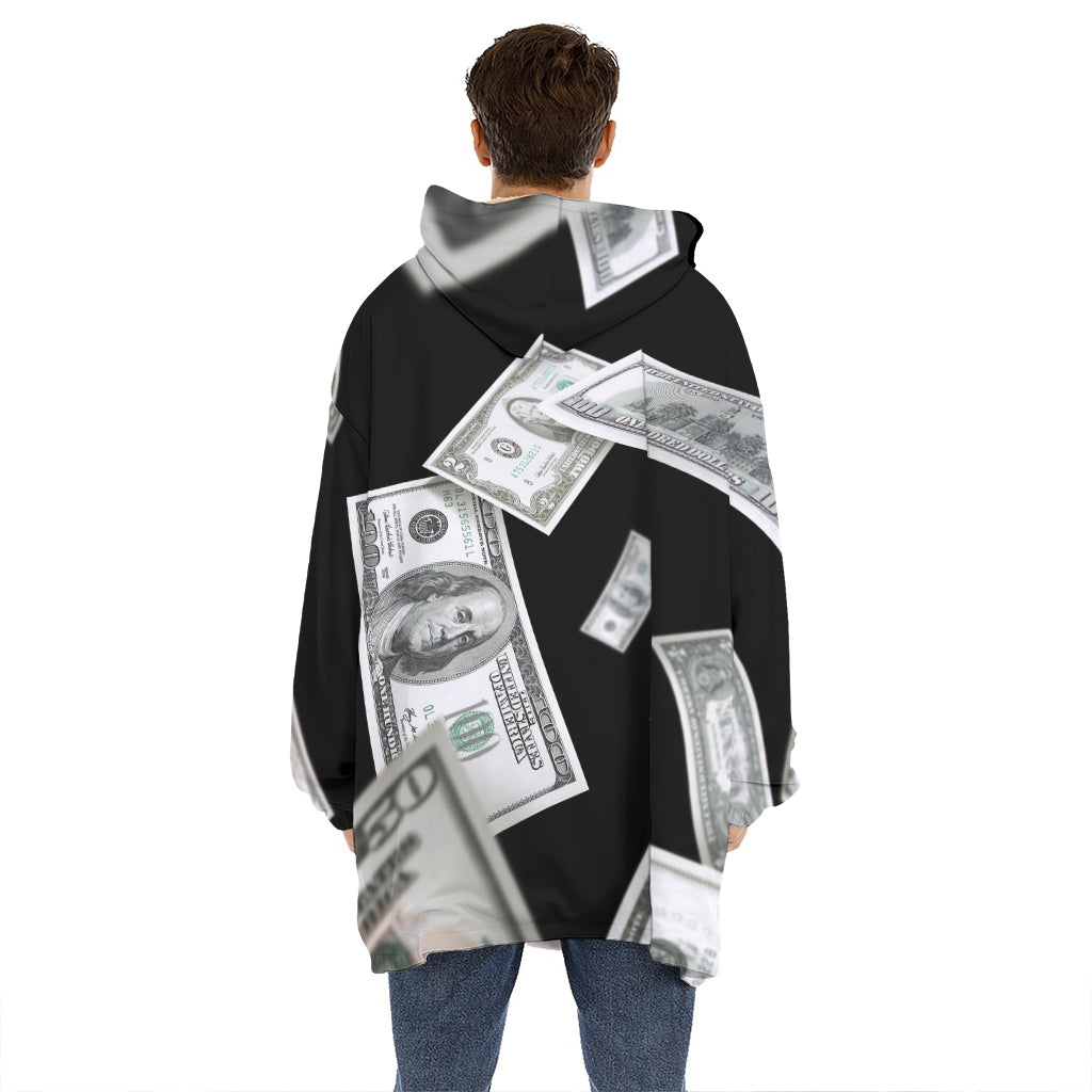 Flying USD Print Hoodie Blanket