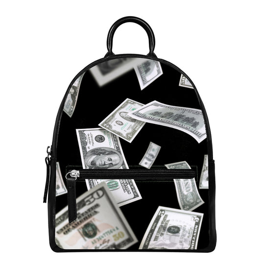Flying USD Print Leather Backpack