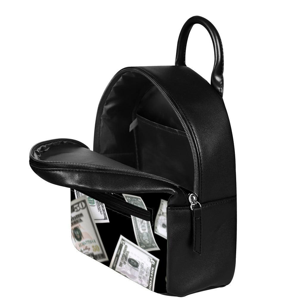 Flying USD Print Leather Backpack