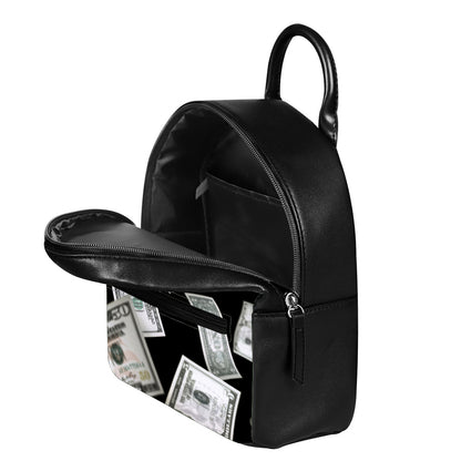 Flying USD Print Leather Backpack