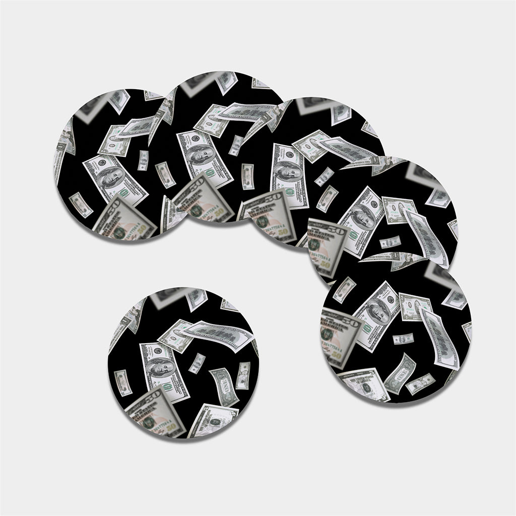 Flying USD Print Leather Coaster Set