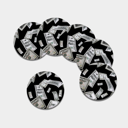 Flying USD Print Leather Coaster Set