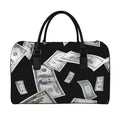 Flying USD Print Leather Duffel Bag