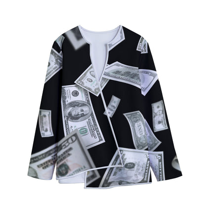 Flying USD Print Long Sleeve Short Coat