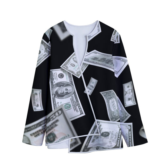 Flying USD Print Long Sleeve Short Coat