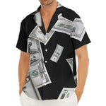 Flying USD Print Men's Deep V-Neck Shirt