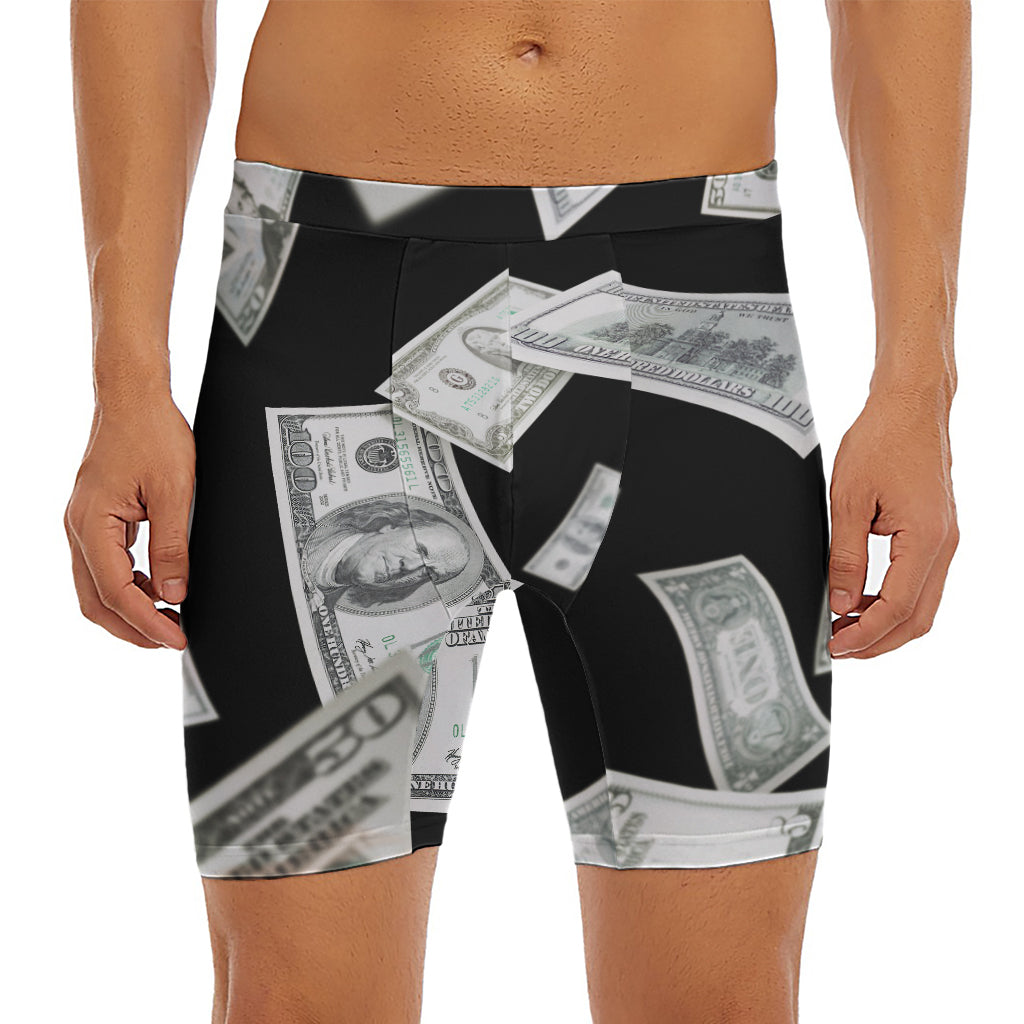 Flying USD Print Men's Long Boxer Briefs