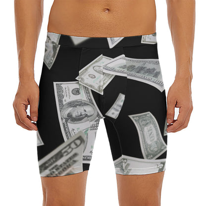 Flying USD Print Men's Long Boxer Briefs