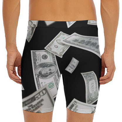 Flying USD Print Men's Long Boxer Briefs