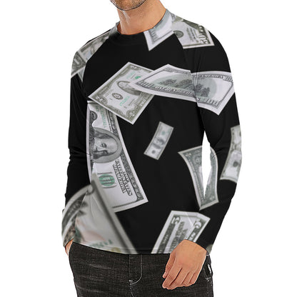 Flying USD Print Men's Long Sleeve Rash Guard