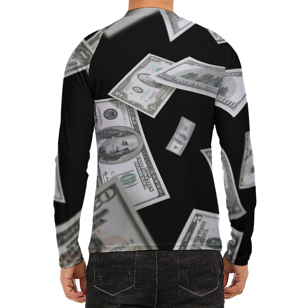 Flying USD Print Men's Long Sleeve Rash Guard