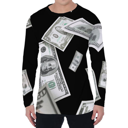 Flying USD Print Men's Long Sleeve T-Shirt
