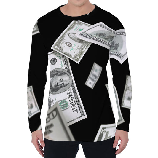 Flying USD Print Men's Long Sleeve T-Shirt