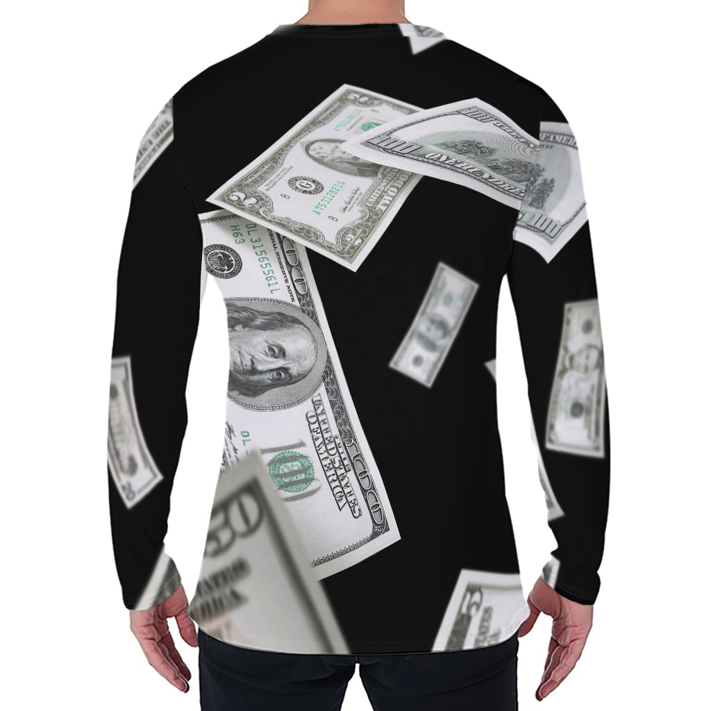 Flying USD Print Men's Long Sleeve T-Shirt