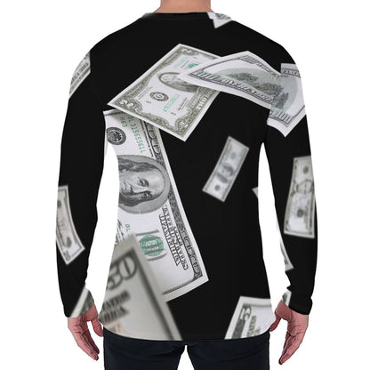 Flying USD Print Men's Long Sleeve T-Shirt