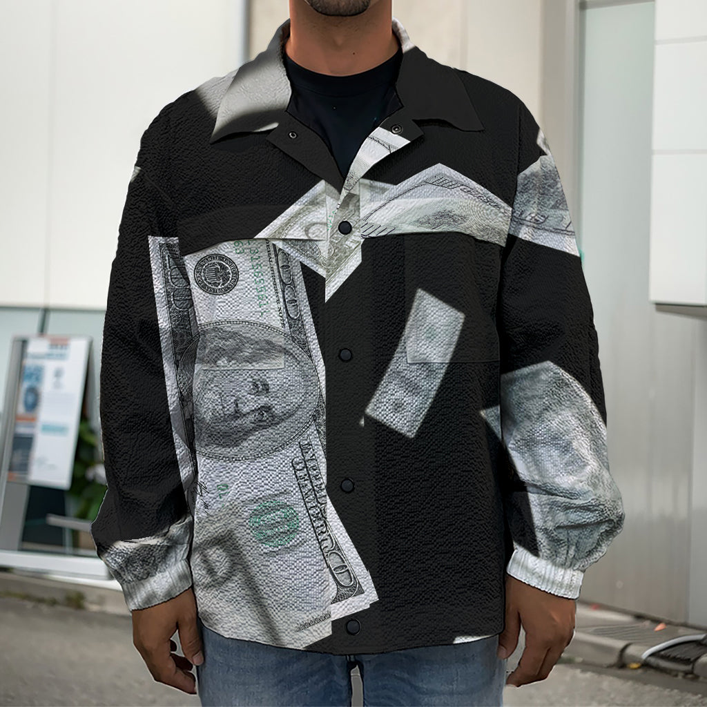 Flying USD Print Men's Shirt Jacket