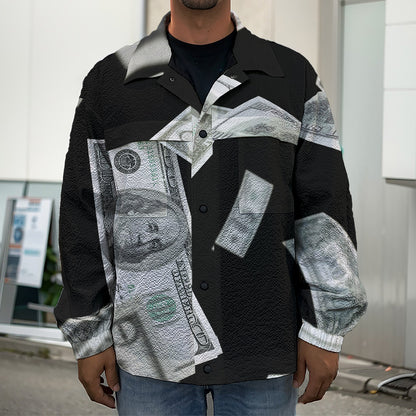 Flying USD Print Men's Shirt Jacket
