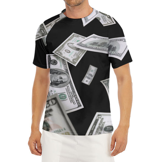 Flying USD Print Men's Short Sleeve Rash Guard