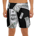 Flying USD Print Men's Split Running Shorts
